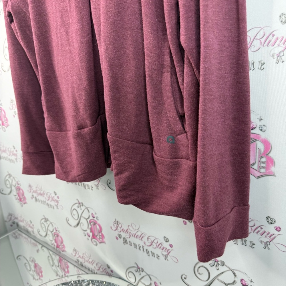 Hyba sweater zip up hoodie red wine Burgundy zipper soft cozy Sweater - Picture 3 of 16